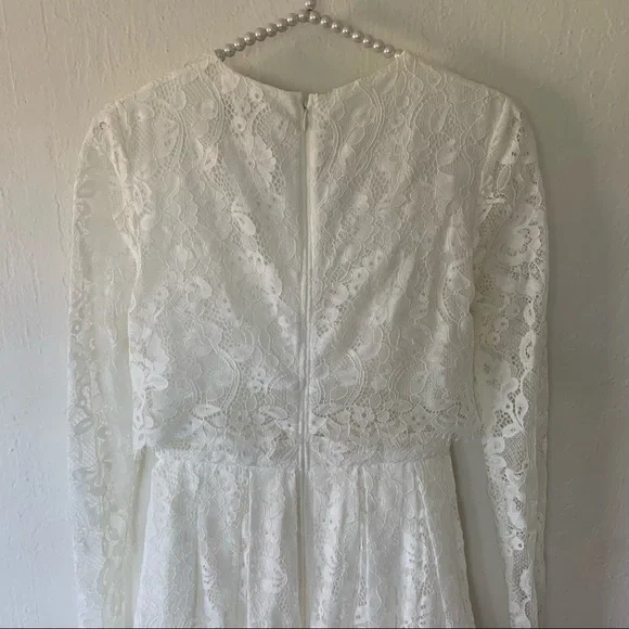 ASOS BRIDAL EDITION Grace Lace Long Sleeve Crop Top Maxi Wedding Dress - Picture 14 of 16